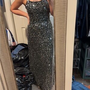 Scala Silver Sequin Maxi Dress